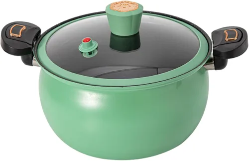 Olla a presión pequeña, mini olla a presión, olla de calentamiento rápido de 8 litros con asas de bloqueo, olla antiadherente con tapa transparente