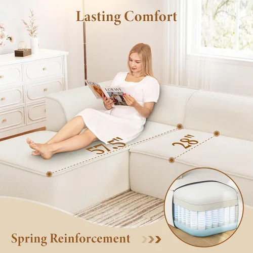 Vista 3 de Vesgantti 106" Cloud Couch Sectional Modular Sofa, Deep Seat Comfy Cloud Couch Chenille Memory Foam Sofa Modular Couches for Living Room Bedroom, No