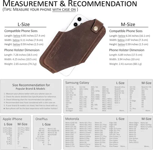 Vista 5 de TobbinGear Funda de cuero para teléfono móvil con clip para cinturón, bolsa de cinturón de cuero, funda universal para teléfono en el cinturón