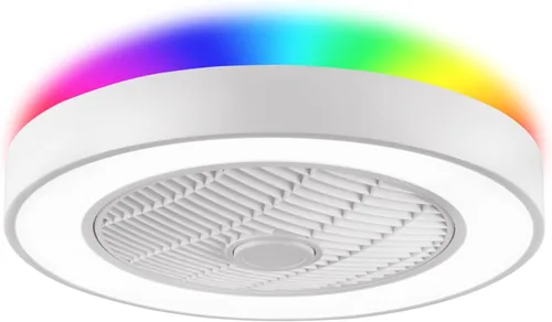 Vista 11 de LEDIARY Ventiladores de techo de perfil bajo de 22 pulgadas con luces, ventilador de techo sin aspas LED, ventilador de techo cerrado con control