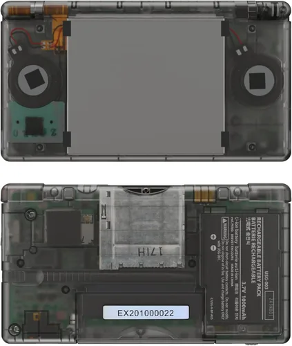 Vista 5 de eXtremeRate Carcasa completa de repuesto negra transparente para Nintendo DS Lite, funda de consola de mano personalizada con botones, lente