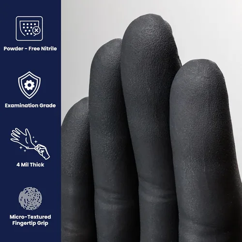 Vista 2 de Adenna NGL220 Night Angel - Guantes de examen sin polvo de nitrilo, 4 mil