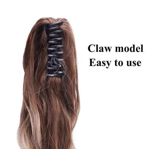 Vista 4 de IMISSU Extensiones de cabello rizado con pinza de color degradado, cola de caballo con clip (rubio degradado)