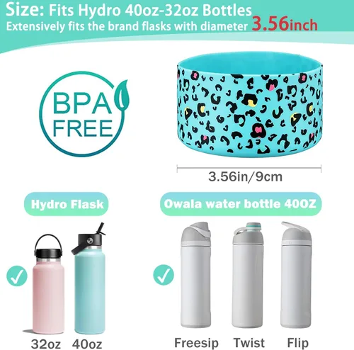 Vista 2 de WK IEASON Base protectora de silicona para Hydro Flask de boca ancha de 32 onzas y 40 onzas, funda de silicona antideslizante para botella de agua