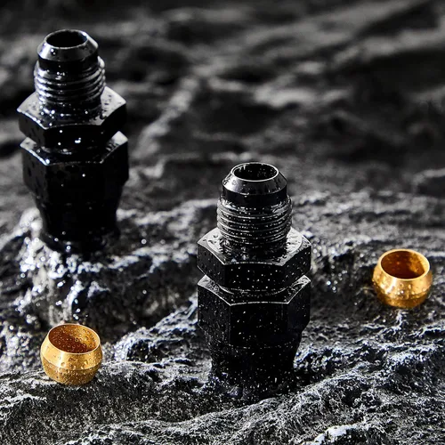 Vista 4 de 2 piezas de 6 a macho a 3/8 pulgadas de línea dura, adaptador de accesorios de línea de combustible, aleación 6 A, accesorio anodizado negro