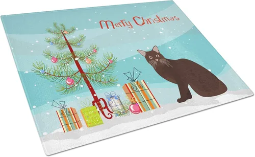 Vista 143 de Caroline's Treasures CK4739LCB Abyssinian Cat Merry Christmas Glass Cutting Board Large Decorative Tempered Glass Kitchen Cutting and Serving Board