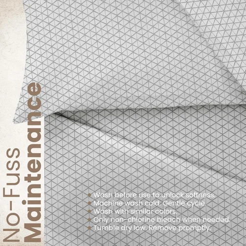 Vista 9 de Juego de sábanas EcoPure de 4 piezas tamaño completo Sábanas 100% algodón orgánico Sábanas lavadas para comodidad Refrescantes Sábanas