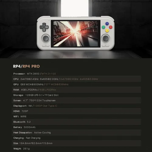 Vista 7 de Retroid Pocket Consola de mano de juegos retro 4/4Pro, consola de juegos retro Android Consola de múltiples emuladores, pantalla de mano de 4.7