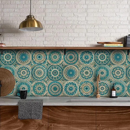Vista 74 de Alwayspon Adhesivo para azulejos de pared moriscos para despegar y pegar, calcomanías de vinilo autoadhesivas para azulejos de cocina y baño, 4 x 4