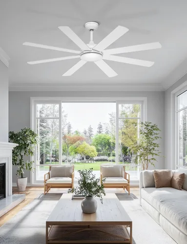 Vista 8 de 60'' White Ceiling Fan Without Lights for Indoor/Covered Outdoor Blanco