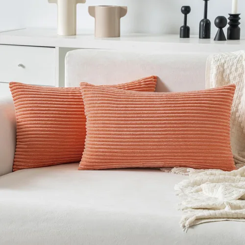 Vista 37 de MIULEE Paquete de 2 fundas de almohada de pana suave y sólidas, fundas de almohada cuadradas decorativas de color blanco crema para sofá, dormitorio
