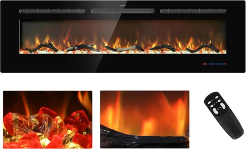 Vista 16 de Insertos de chimenea eléctrica de 33 pulgadas, chimenea para empotrar y colocar en la pared, chimenea lineal con termostato, control remoto