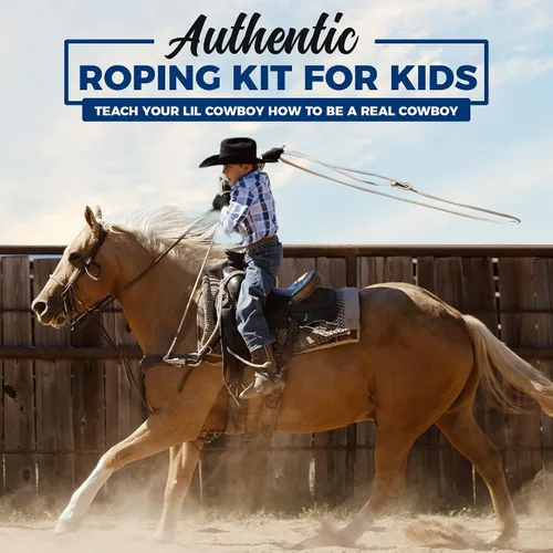 Vista 9 de Colorado Saddlery Junior Roping Kit - Includes Lasso Rope, Roping Dummy Steer Head with Stakes, Kid's Lariat & Small Glove - Rodeo Set for Kids