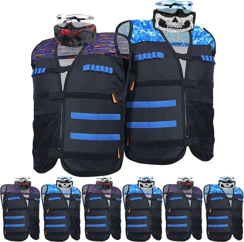 Paquete de 8 kits de chaleco táctico para pistolas Nerf N-Strike Elite Series para niños de cumpleaños de guerras de armas, juegos de sótano o patio