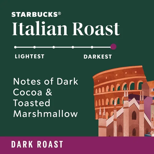 Vista 2 de Starbucks Café molido, café tostado oscuro, tostado italiano, 100% arábica, 1 bolsa (18 oz)