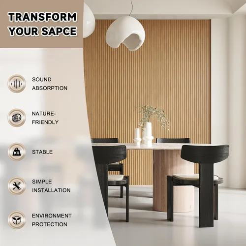 Vista 6 de WPC - Paneles de pared con listones, paquete de 8 paneles de pared 3D WPC de madera, paneles acústicos para decoración de pared interior, sala