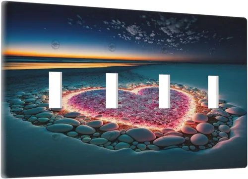 Vista 85 de Placa decorativa para interruptor de luz, playa, rosa, escena nocturna, 2 bandas, 1 palanca, 1 placa de pared dúplex, decoración de placa