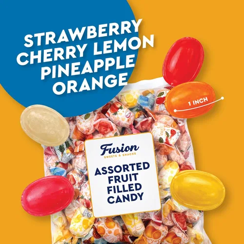 Vista 4 de Arcor - Caramelos duros rellenos de frutas, bolsa surtida de 2 libras a granel (aproximadamente 150 piezas), dulces Bon Bons Fruitfuls, caramelos