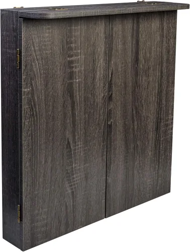 Vista 5 de DMI Sports Paris Bristle Dartboard Cabinet Sets - Includes LED Lighting or Electronic Scoring Option, Rustic Grey (D4400W)