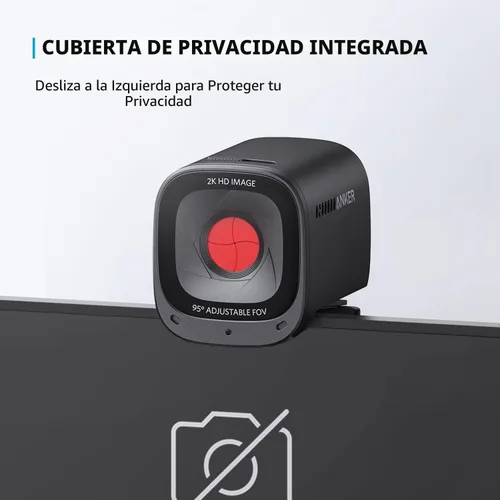 Vista 3 de Anker PowerConf C200 Webcam 2K para PC/Laptop/Mac, cámara de computadora, corrección de poca luz, micrófonos con cancelación de ruido AI, campo