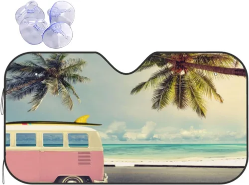 Vista 7 de Parasol plegable para parabrisas de automóvil de playa, visera solar para ventana delantera, cubierta de protección solar para automóvil, camión, 2