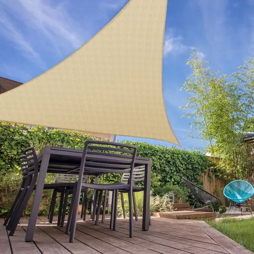 Vista 7 de E&K Sunrise - Toldo tipo vela triangular de 15 x 15 x 15 pies, toldo con bloqueo UV para sombra, para patio, jardín, terraza, exterior (arena)