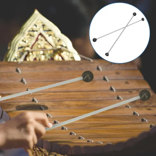 Vista 6 de Mikinona 2pcs Marimba Mallets with Soft Head Portable Double-headed Percussion Instrument Drumsticks for Xylophone Tongue Drum Bells More