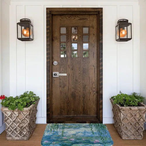 Vista 3 de INVIN ART Claude Monet Water Lilies Non-Slip Door Mat Art Decor