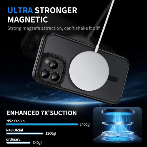 Vista 6 de Funda magnética fuerte para iPhone 12 Pro Max [Protección de grado militar de 10 pies] Compatible con MagSafe, funda protectora a prueba de golpes