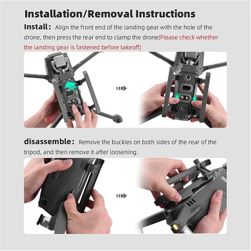Vista 8 de Avión plegable tren de aterrizaje para DJI Mavic 2 PRO/Mavic 2 zoom liberación rápida aumentar 1.299 in pierna soporte extendido protector cámara
