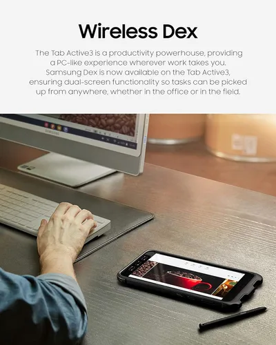 Vista 5 de Samsung Galaxy Tab Active3 Edición Enterprise de 8" Tableta Rugosa Multipropósito 64GB y WiFi y LTE (Desbloqueada) Seguridad Biométrica