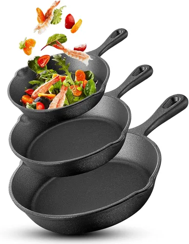 Juego de 3 sartenes antiadherentes de cocina, 6. 3/7, 9/9. 8 pulgadas, ollas y sartenes de hierro fundido de 8 pulgadas, evita que se peguen, apto