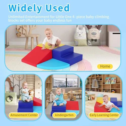 Vista 4 de PayLessHere Juguetes de escalada para niños pequeños de 1 a 3 años, juego de bloques de espuma coloridos de 4 piezas, juguetes