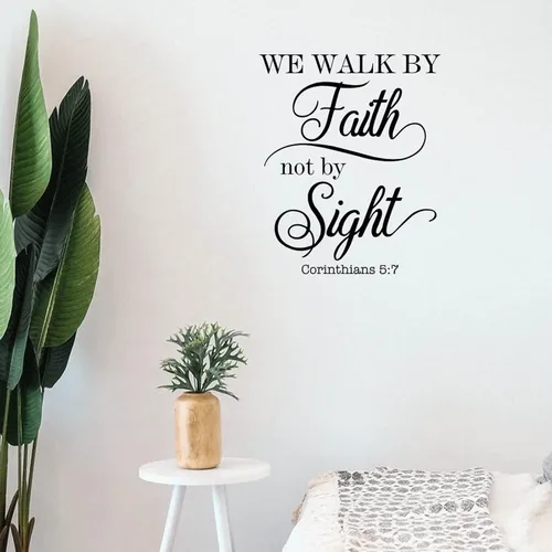 Vista 12 de Calcomanías de vinilo para pared, con texto en inglés «We Love Because He First Loved Us», calcomanías de pared motivacionales con frases