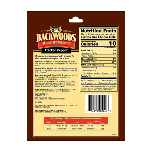 Vista 2 de Condimento de pimienta agrietada Backwoods con paquete de curación