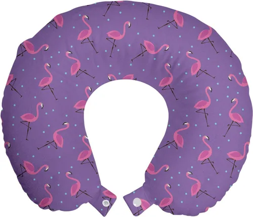 Vista 42 de Ambesonne Almohada de viaje para pizza, con patrón dibujado a mano, menú de pizzería, comida rápida, deliciosa comida gourmet, accesorio de viaje