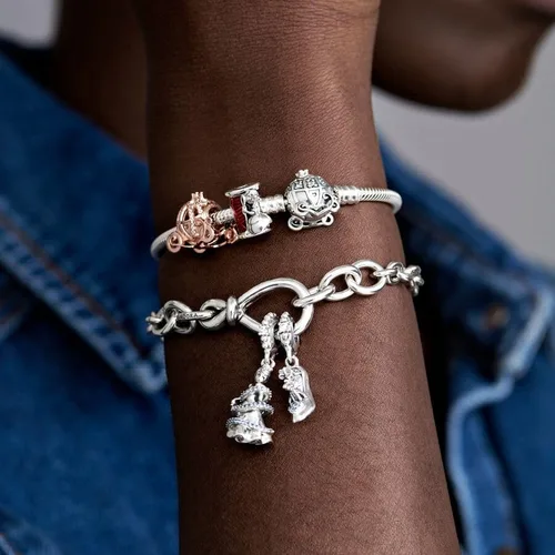 Vista 6 de Abalorios brillantes de oro rosa para Halloween, compatibles con pulseras y collares Pandora, joyería de verano, dijes de cuentas para mujer, plata