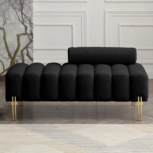 Vista 11 de NIOIIKIT Sofá biplaza moderno de 49.6 pulgadas, sofá tapizado con patas doradas y respaldo ajustable, sofás pequeños de piel sintética para Blanco