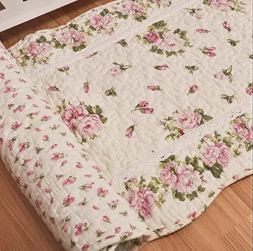 Vista 10 de USTIDE Alfombra de algodón natural de 3 x 5 con diseño de flores de rosas, capullos de flores de rosas desgastadas, lavable a máquina