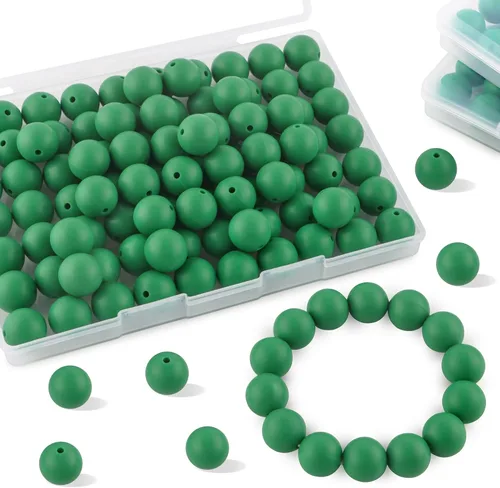 Vista 10 de Sunrony 70 cuentas de silicona para hacer collares, cuentas redondas de silicona a granel de 0.591 in para bolígrafos (blanco)