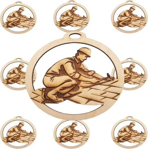 Vista 5 de Adorno personalizado para techador, regalo único para techador, adorno de Navidad para techos