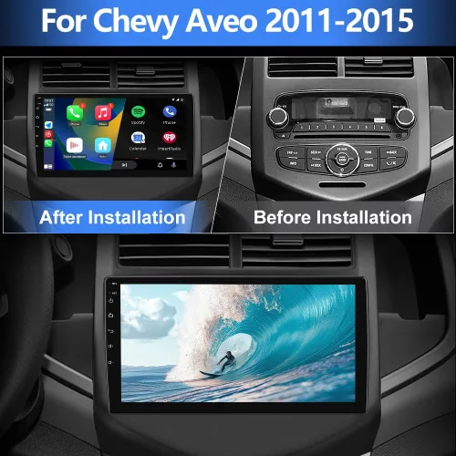 Vista 2 de Estéreo de coche Android 13 para Chevy Aveo Sonic 2011-2015, pantalla táctil de 9 pulgadas, radio de coche con CarPlay inalámbrico Android Auto