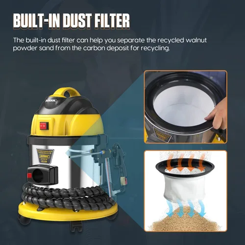 Vista 3 de AUTOOL Nogal Blaster, máquina limpiadora de válvulas de admisión de motor, removedor de carbono para motor automotriz, lanzador de arena