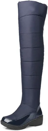 MIOKE Botas de nieve de invierno para mujer sobre la rodilla y el muslo alto, impermeables, con forro de piel cálida y forro de pantorrilla ancha