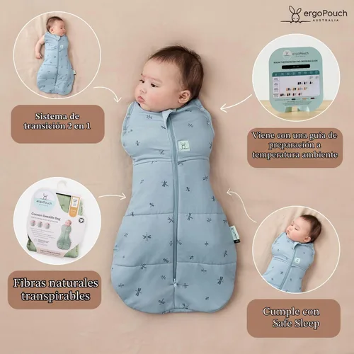 Vista 5 de ergoPouch Cocoon Swaddle Sack 0.2 TOG - Saco de dormir para bebé, ajuste suave y ceñido que ayuda a calmar el reflejo de sobresalto, ideal