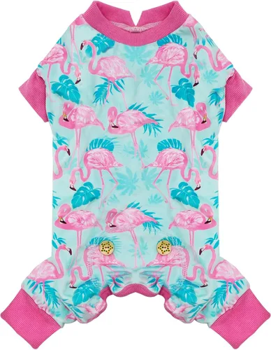 Vista 24 de KYEESE - Pijama de terciopelo para perros, con patrón de patos amarillos, ropa elástica y suave para cachorros y perros pequeños, mameluco cómodo