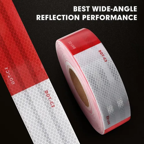 Vista 4 de WAENLIR Cinta de Seguridad Reflectante de 1 pulgada x 30 pies DOT-C2 Impermeable Roja y Blanca Cinta Adhesiva de Conspicuidad para Remolque