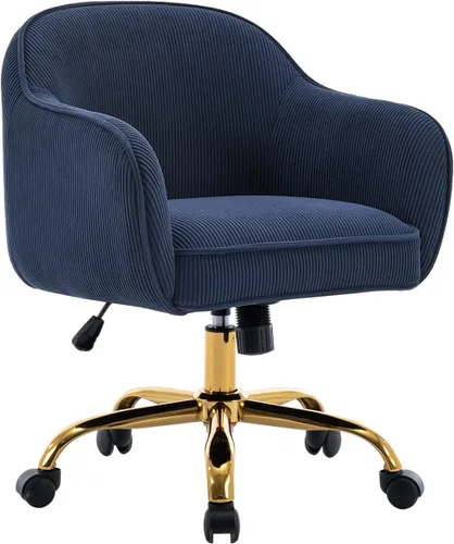 Vista 9 de Silla de escritorio, silla giratoria de pana con brazos y ruedas Beige