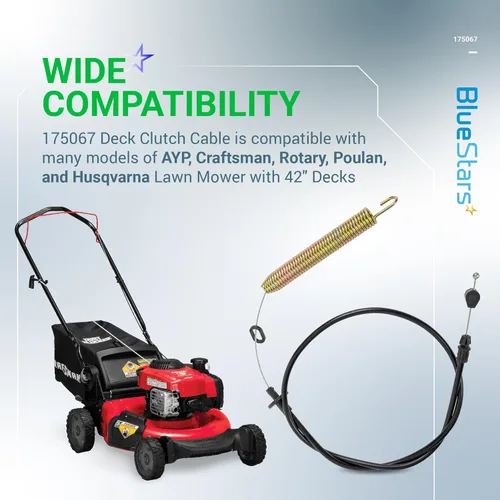 Vista 4 de BlueStars 175067 169676 - Cable de embrague de cubierta, compatible con cortacéspedes Craftsman LT1000 LT2000 DLT 3000 AYP Husqvarna Poulan Ryobi