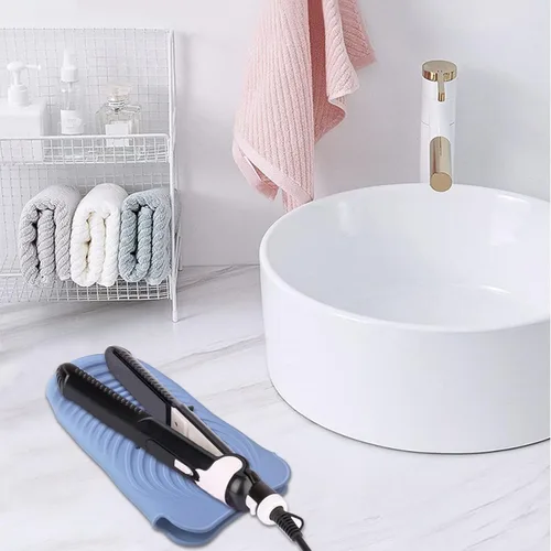 Vista 7 de Bolsa de silicona resistente al calor para herramientas de peinado del cabello, rizadores y planchas planas, cubierta de viaje antideslizante